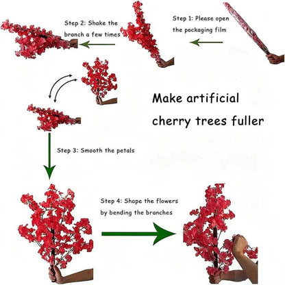 Japanese Artificial Cherry Blossom Tree Wishing Tree Handmade Shopping Wedding Party Indoor and Outdoor Decoration Artificial Cherry Blossom Tree,Pink,H3.9*L3.9ft