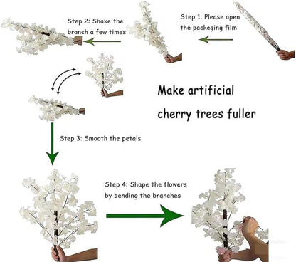 Japanese Artificial Cherry Blossom Tree Wishing Tree Handmade Shopping Wedding Party Indoor and Outdoor Decoration Artificial Cherry Blossom Tree,Pink,H3.9*L3.9ft
