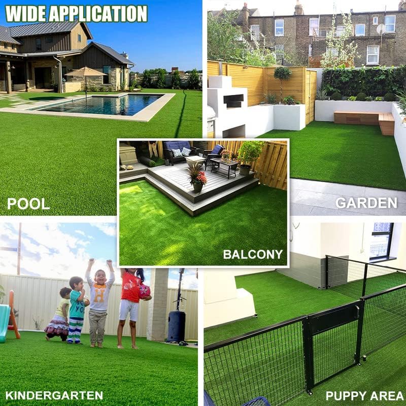 Artificial Grass Turf 0.7" Fake Grass 4FTX6FT Astroturf Rug Indoor Outdoor Grass Rugs for Patio with Drain Holes for Dogs Garden Lawn Landscape Balcony