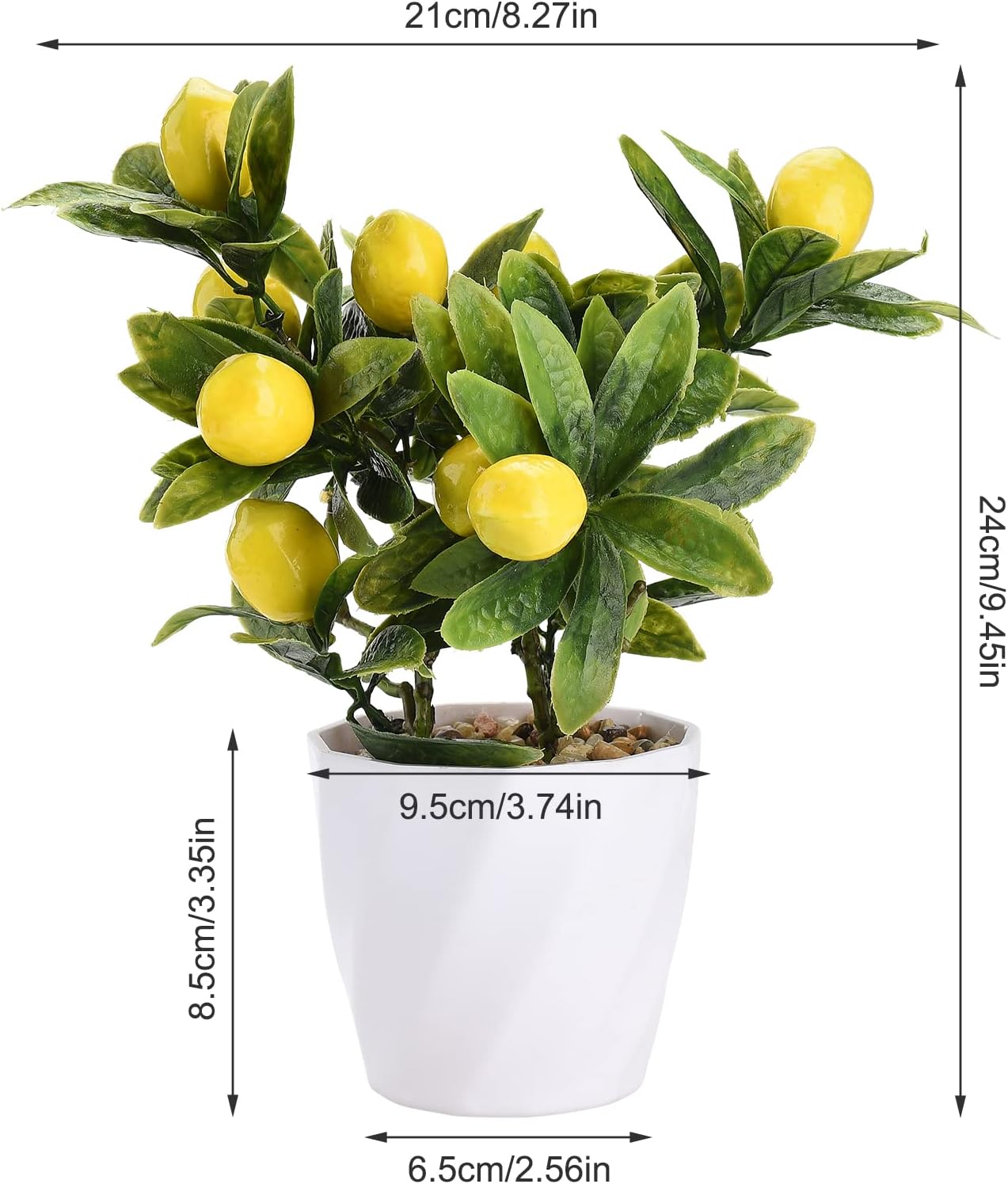 Artificial Lemon Tree Potted Plants, 10 Inch Artificial Fruit Bonsai Tree Lemon Decor, Yellow Lemon Decorations for Home Kitchen Decor(Yellow)