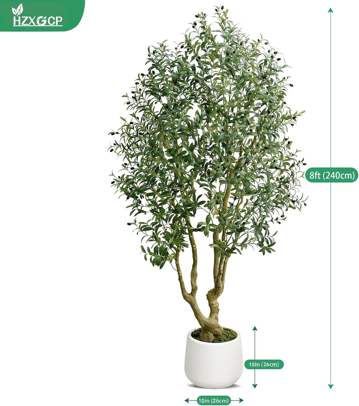 6ft Artificial Olive Tree Indoor, Fake Olive Tree with White Pot, Faux Olive Tree with Dense Leaves & Realistic Fruits, Tall Artificial Plant for Home Living Room Office Entryway Decor