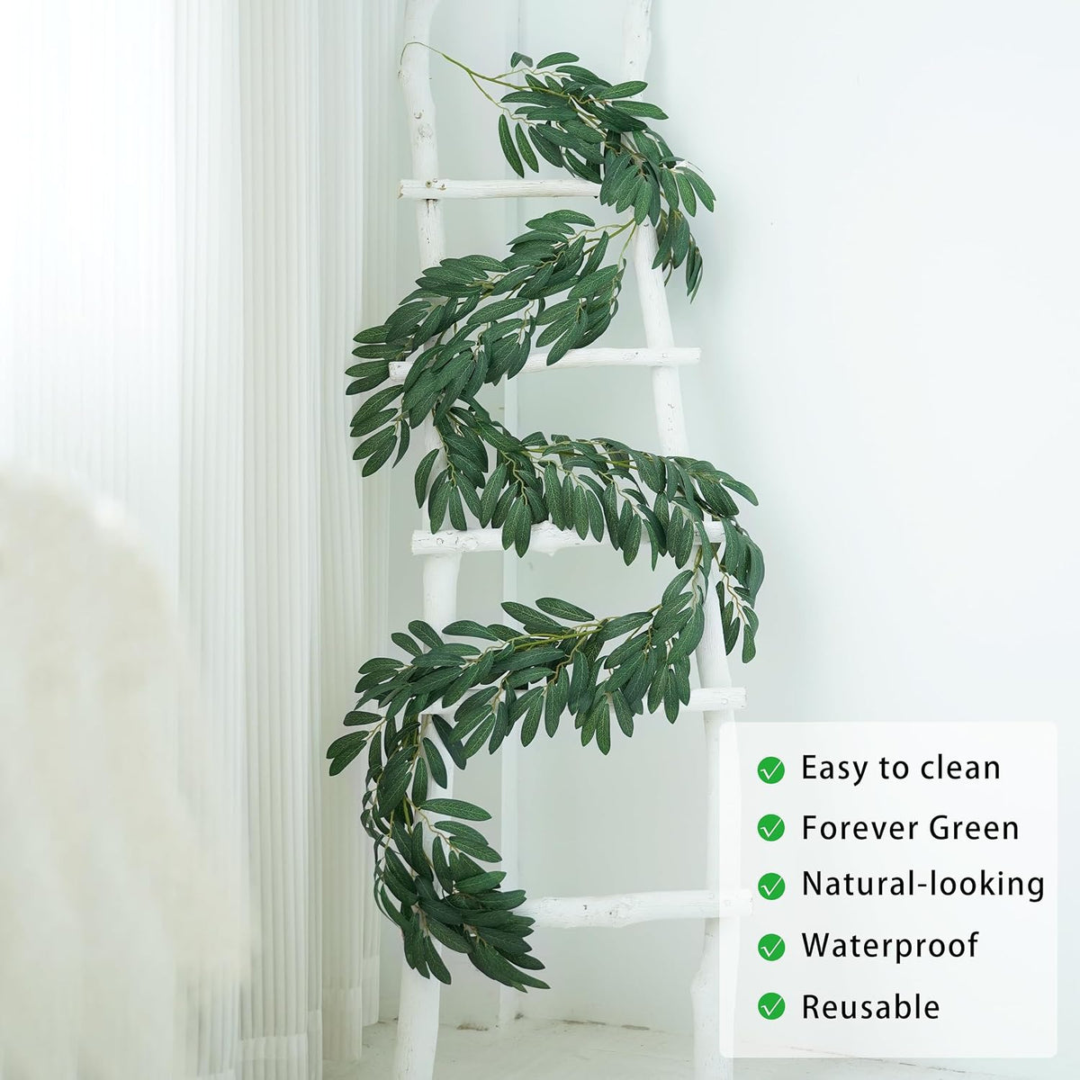 3Pcs Artificial Greenery Ivy Vines Kit, 6.5FT Odorless Silk Ivy Garland, Green Leaves Fake Hanging Plants, for Boho Decor, Home, Classroom, Wall, Party and Wedding Decoration