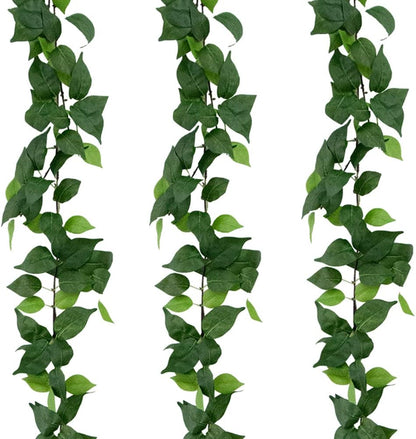 3Pcs Artificial Greenery Ivy Vines Kit, 6.5FT Odorless Silk Ivy Garland, Green Leaves Fake Hanging Plants, for Boho Decor, Home, Classroom, Wall, Party and Wedding Decoration
