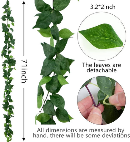 3Pcs Artificial Greenery Ivy Vines Kit, 6.5FT Odorless Silk Ivy Garland, Green Leaves Fake Hanging Plants, for Boho Decor, Home, Classroom, Wall, Party and Wedding Decoration