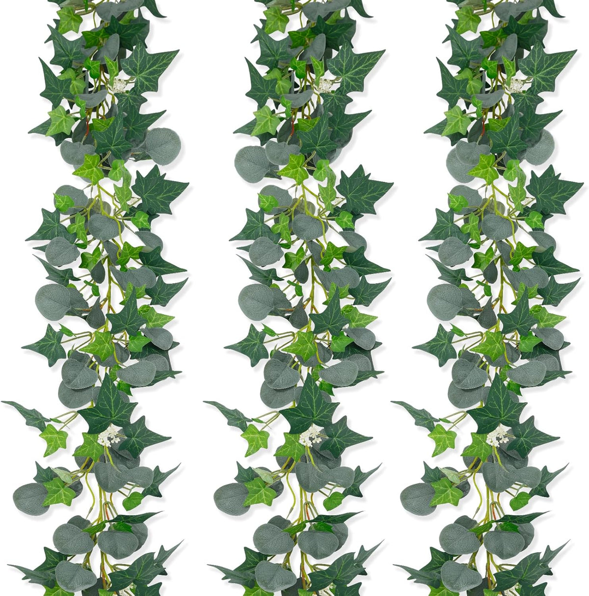 3Pcs Artificial Greenery Ivy Vines Kit, 6.5FT Odorless Silk Ivy Garland, Green Leaves Fake Hanging Plants, for Boho Decor, Home, Classroom, Wall, Party and Wedding Decoration