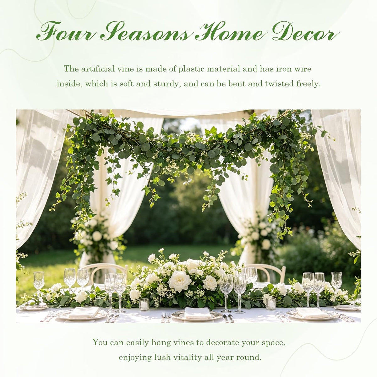 3Pcs Artificial Greenery Ivy Vines Kit, 6.5FT Odorless Silk Ivy Garland, Green Leaves Fake Hanging Plants, for Boho Decor, Home, Classroom, Wall, Party and Wedding Decoration