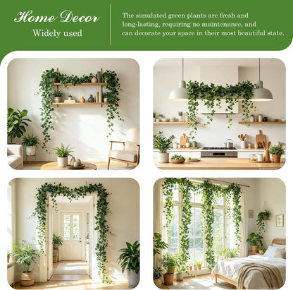 3Pcs Artificial Greenery Ivy Vines Kit, 6.5FT Odorless Silk Ivy Garland, Green Leaves Fake Hanging Plants, for Boho Decor, Home, Classroom, Wall, Party and Wedding Decoration