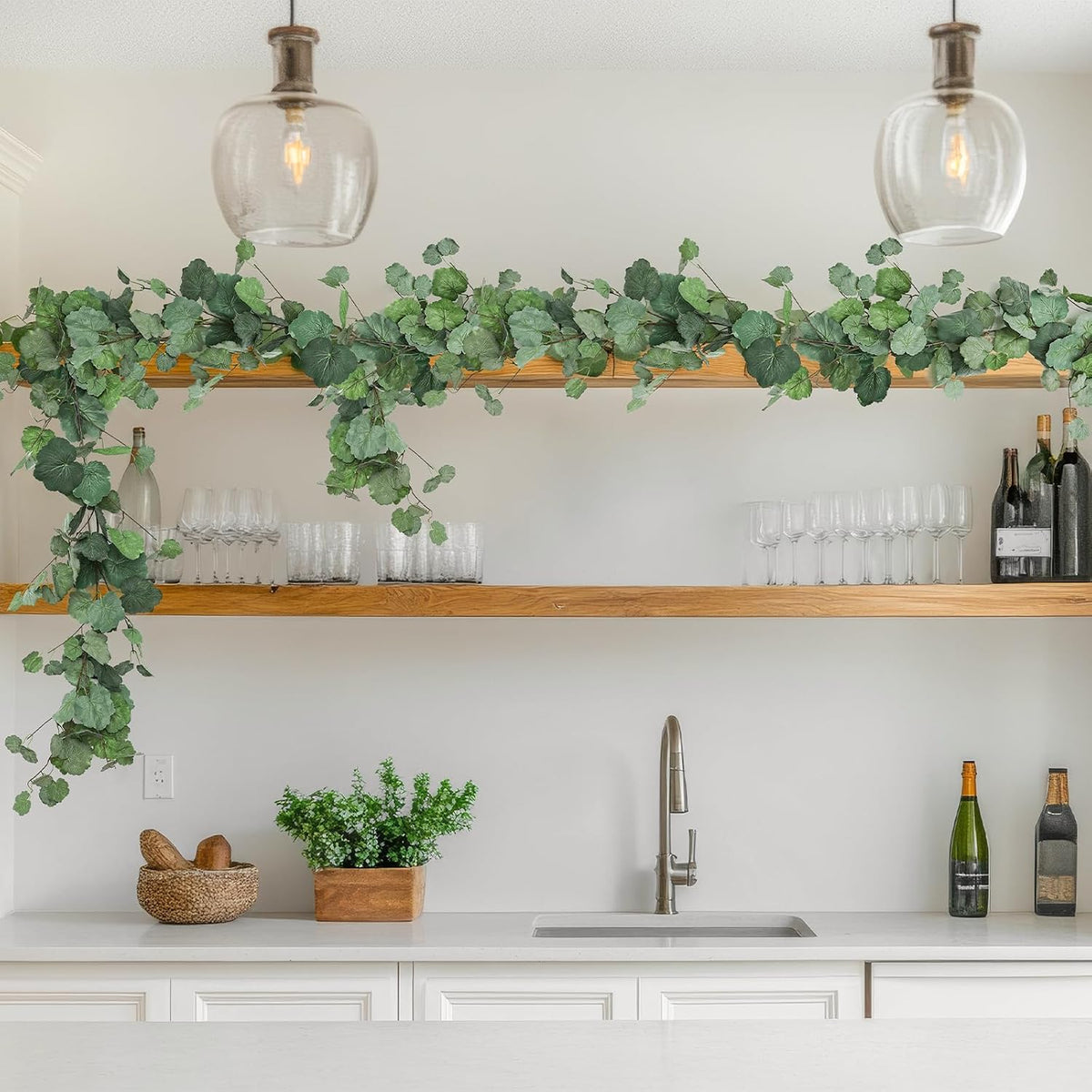 3Pcs Artificial Greenery Ivy Vines Kit, 6.5FT Odorless Silk Ivy Garland, Green Leaves Fake Hanging Plants, for Boho Decor, Home, Classroom, Wall, Party and Wedding Decoration