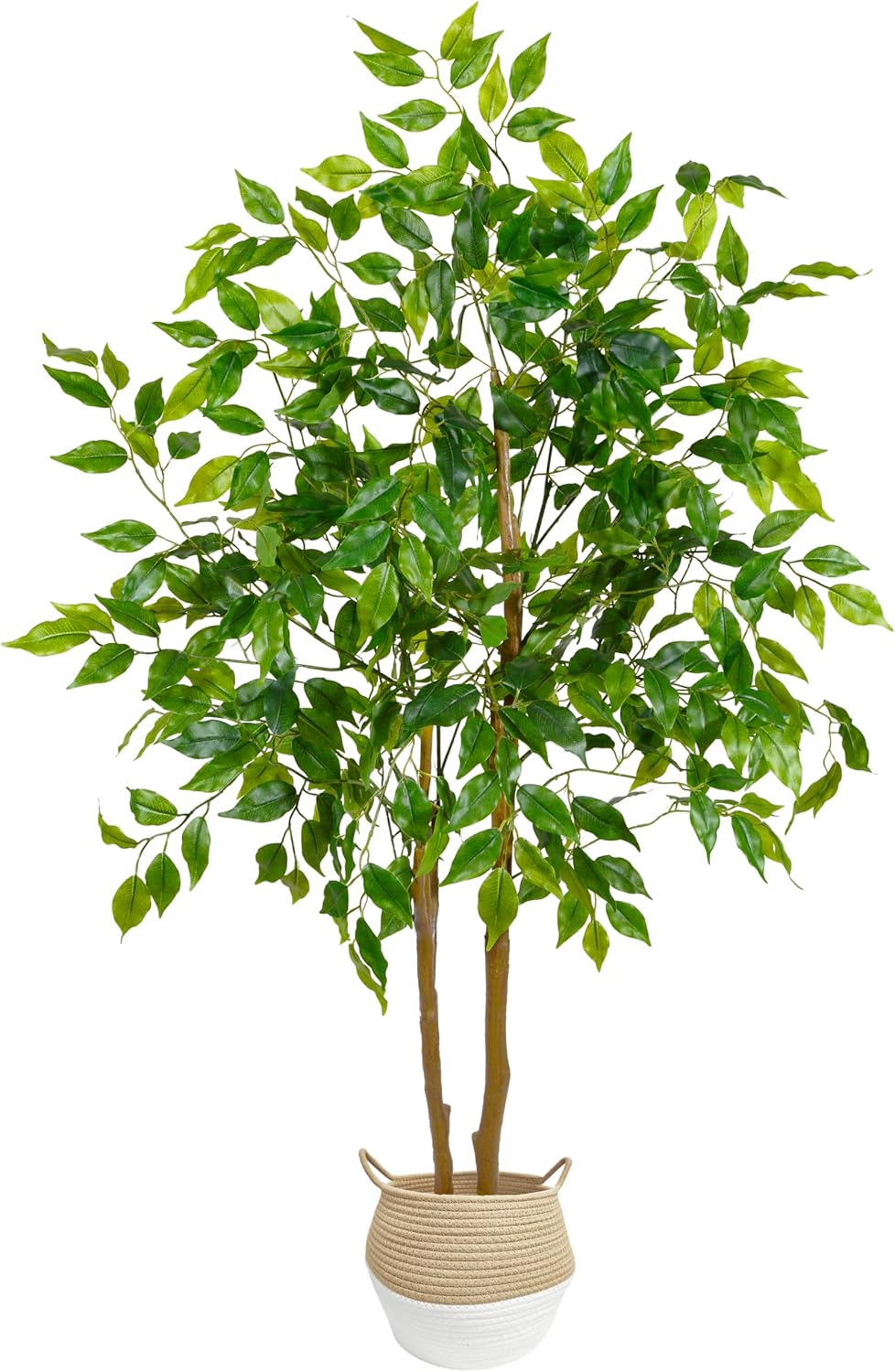 Artificial Ficus Tree 7ft Fake Floor Plant with Woven Basket