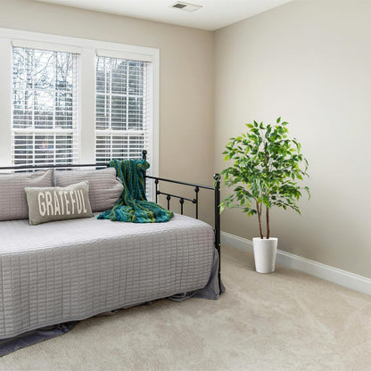 Artificial Ficus Tree 7ft Fake Floor Plant with Woven Basket