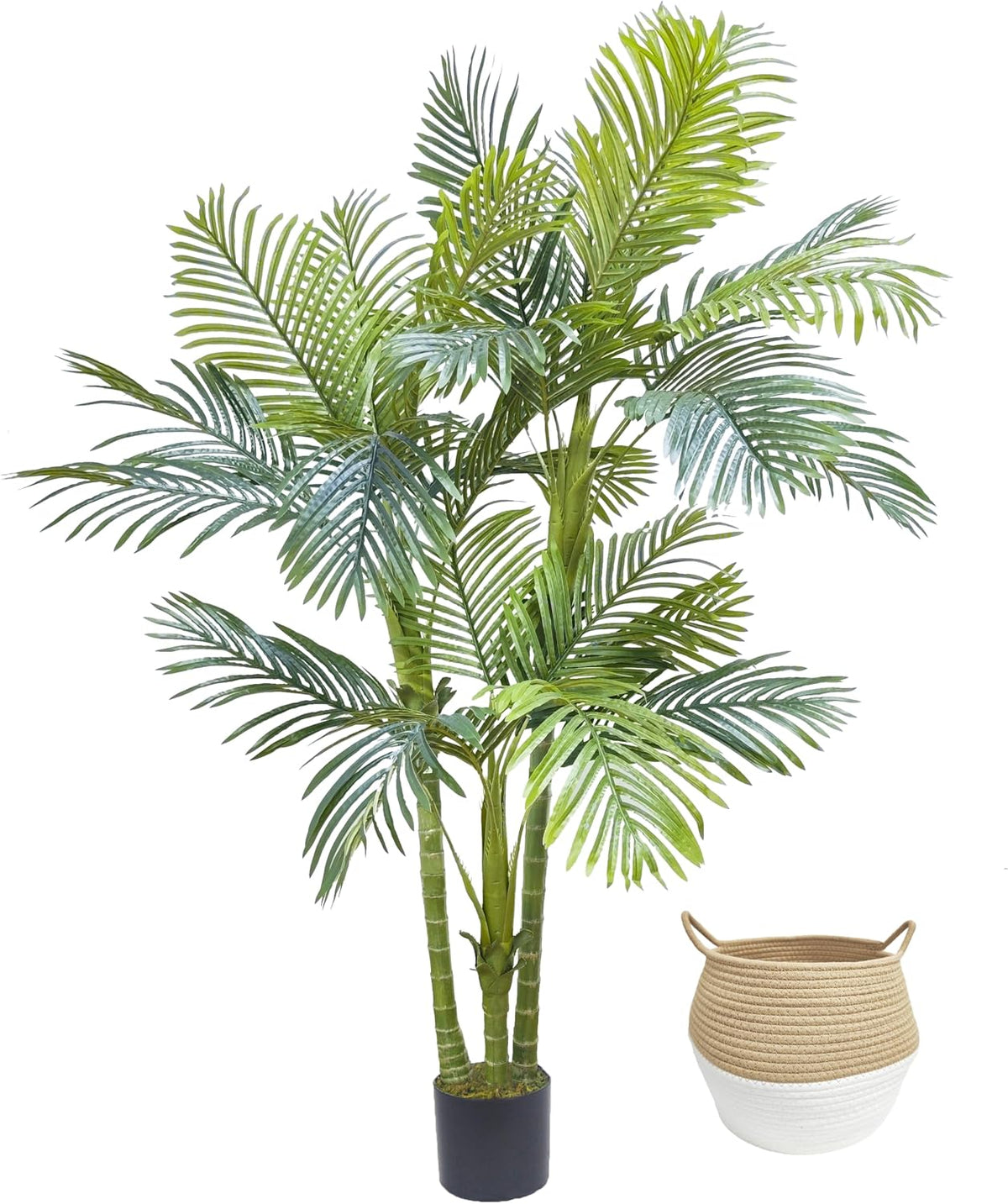 Artificial Ficus Tree 7ft Fake Floor Plant with Woven Basket