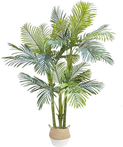 Artificial Ficus Tree 7ft Fake Floor Plant with Woven Basket
