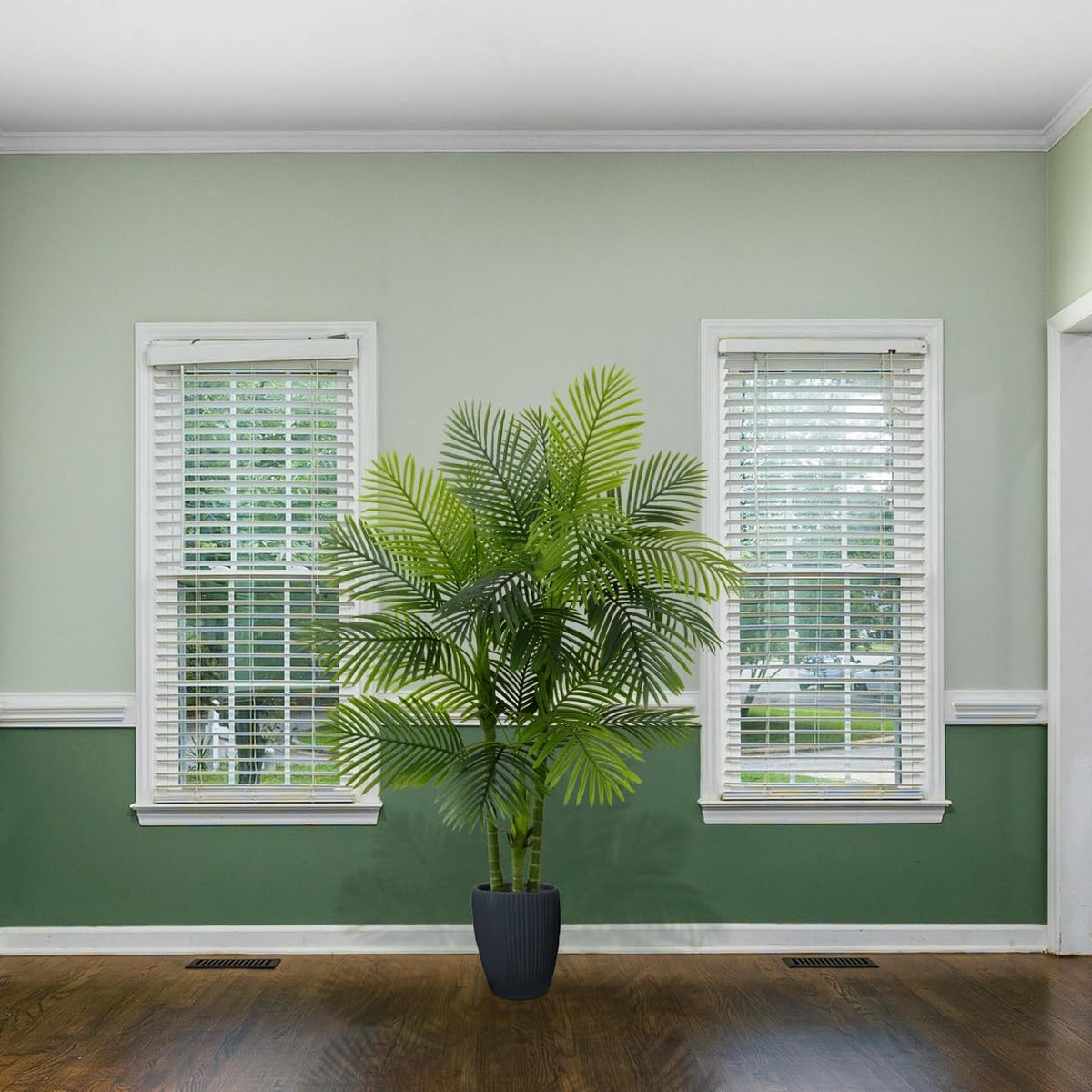 Artificial Ficus Tree 7ft Fake Floor Plant with Woven Basket