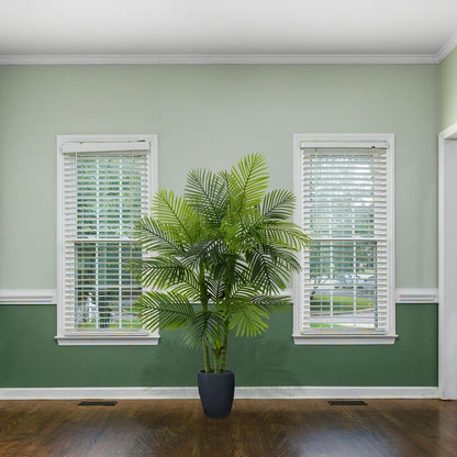 Artificial Ficus Tree 7ft Fake Floor Plant with Woven Basket