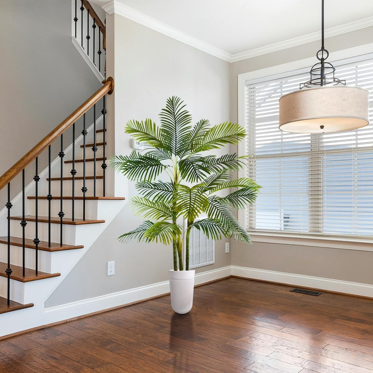 Artificial Ficus Tree 7ft Fake Floor Plant with Woven Basket