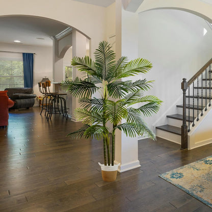 Artificial Ficus Tree 7ft Fake Floor Plant with Woven Basket