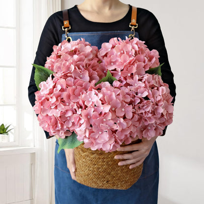 JINWOE Green Hydrangea Artificial Flowers, 5Pcs 20Inch Large Lifelike Faux Silk Flowers, Full Artificial Hydrangeas for Bouquet Table Centerpieces Indoor Spring Outdoor Home