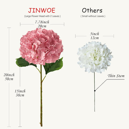 JINWOE Green Hydrangea Artificial Flowers, 5Pcs 20Inch Large Lifelike Faux Silk Flowers, Full Artificial Hydrangeas for Bouquet Table Centerpieces Indoor Spring Outdoor Home