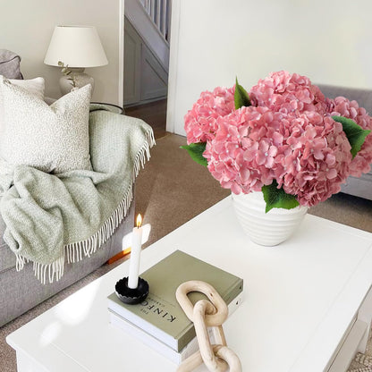 JINWOE Green Hydrangea Artificial Flowers, 5Pcs 20Inch Large Lifelike Faux Silk Flowers, Full Artificial Hydrangeas for Bouquet Table Centerpieces Indoor Spring Outdoor Home