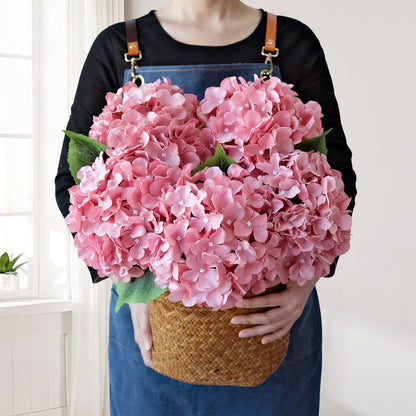 JINWOE Green Hydrangea Artificial Flowers, 5Pcs 20Inch Large Lifelike Faux Silk Flowers, Full Artificial Hydrangeas for Bouquet Table Centerpieces Indoor Spring Outdoor Home