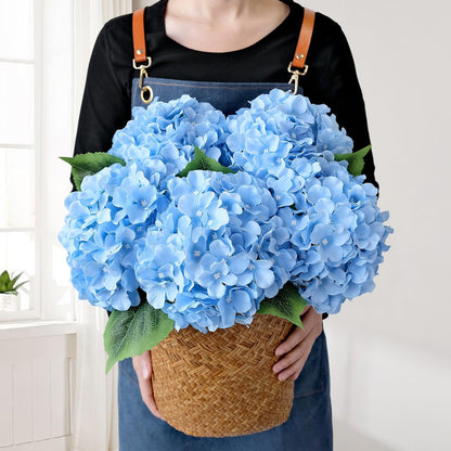 JINWOE Green Hydrangea Artificial Flowers, 5Pcs 20Inch Large Lifelike Faux Silk Flowers, Full Artificial Hydrangeas for Bouquet Table Centerpieces Indoor Spring Outdoor Home