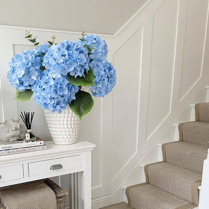 JINWOE Green Hydrangea Artificial Flowers, 5Pcs 20Inch Large Lifelike Faux Silk Flowers, Full Artificial Hydrangeas for Bouquet Table Centerpieces Indoor Spring Outdoor Home