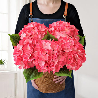 JINWOE Green Hydrangea Artificial Flowers, 5Pcs 20Inch Large Lifelike Faux Silk Flowers, Full Artificial Hydrangeas for Bouquet Table Centerpieces Indoor Spring Outdoor Home