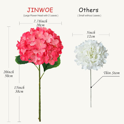 JINWOE Green Hydrangea Artificial Flowers, 5Pcs 20Inch Large Lifelike Faux Silk Flowers, Full Artificial Hydrangeas for Bouquet Table Centerpieces Indoor Spring Outdoor Home