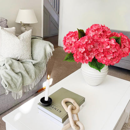 JINWOE Green Hydrangea Artificial Flowers, 5Pcs 20Inch Large Lifelike Faux Silk Flowers, Full Artificial Hydrangeas for Bouquet Table Centerpieces Indoor Spring Outdoor Home