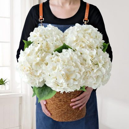 JINWOE Green Hydrangea Artificial Flowers, 5Pcs 20Inch Large Lifelike Faux Silk Flowers, Full Artificial Hydrangeas for Bouquet Table Centerpieces Indoor Spring Outdoor Home
