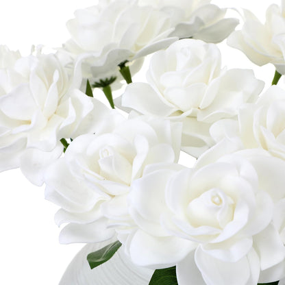 16 Pcs Pink Faux Silk Gardenia Artificial Flowers for Vase 12.6" Fake Gardenia Flowers with Stems Real Looking Flower for Table DIY Centerpieces Wedding Home Arrangements Decorations