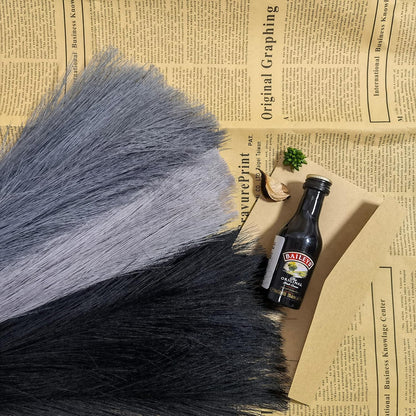 9 Pcs 45" Faux Dried Pampas Grass Tall Decor, Fluffy Fake Long Pompas Artificial Black Grey Gray Pompous Stems Bouquet Flower Arrangement Vase Filler for Boho Home Wedding Decoration