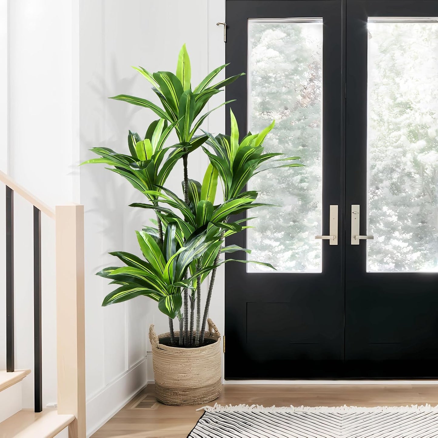 Dracaena Artificial Plant Indoor 4FT - Large Tropical Fake Tree with Lifelike Leaves - Tall Faux Floor Plant in Pot - Artificial Dracaena Tree Indoor for Home Office Living Room Decor