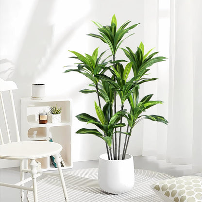 Dracaena Artificial Plant Indoor 4FT - Large Tropical Fake Tree with Lifelike Leaves - Tall Faux Floor Plant in Pot - Artificial Dracaena Tree Indoor for Home Office Living Room Decor