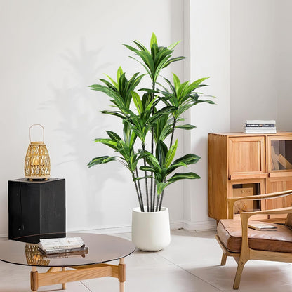 Dracaena Artificial Plant Indoor 4FT - Large Tropical Fake Tree with Lifelike Leaves - Tall Faux Floor Plant in Pot - Artificial Dracaena Tree Indoor for Home Office Living Room Decor