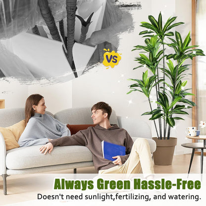 Dracaena Artificial Plant Indoor 4FT - Large Tropical Fake Tree with Lifelike Leaves - Tall Faux Floor Plant in Pot - Artificial Dracaena Tree Indoor for Home Office Living Room Decor