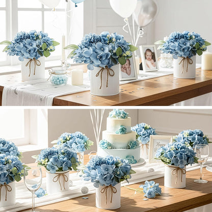 10PCS Flower Centerpieces for Tables, Blue Hydrangeas and Roses