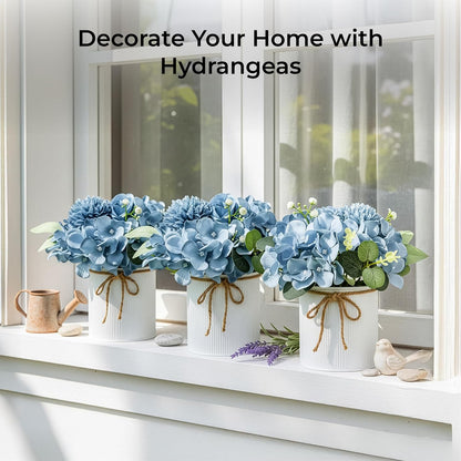 10PCS Flower Centerpieces for Tables, Blue Hydrangeas and Roses
