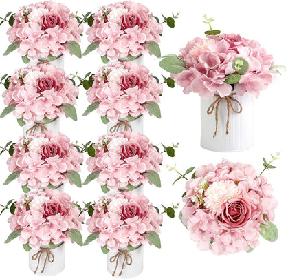10PCS Flower Centerpieces for Tables, Blue Hydrangeas and Roses