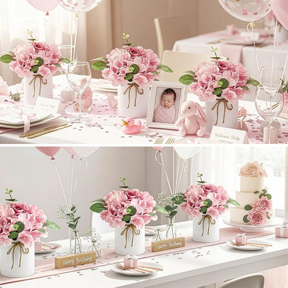 10PCS Flower Centerpieces for Tables, Blue Hydrangeas and Roses