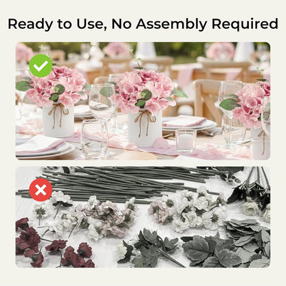 10PCS Flower Centerpieces for Tables, Blue Hydrangeas and Roses