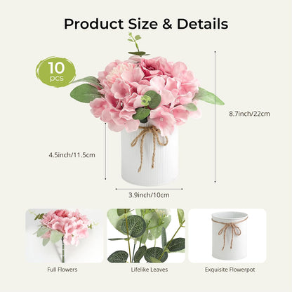 10PCS Flower Centerpieces for Tables, Blue Hydrangeas and Roses