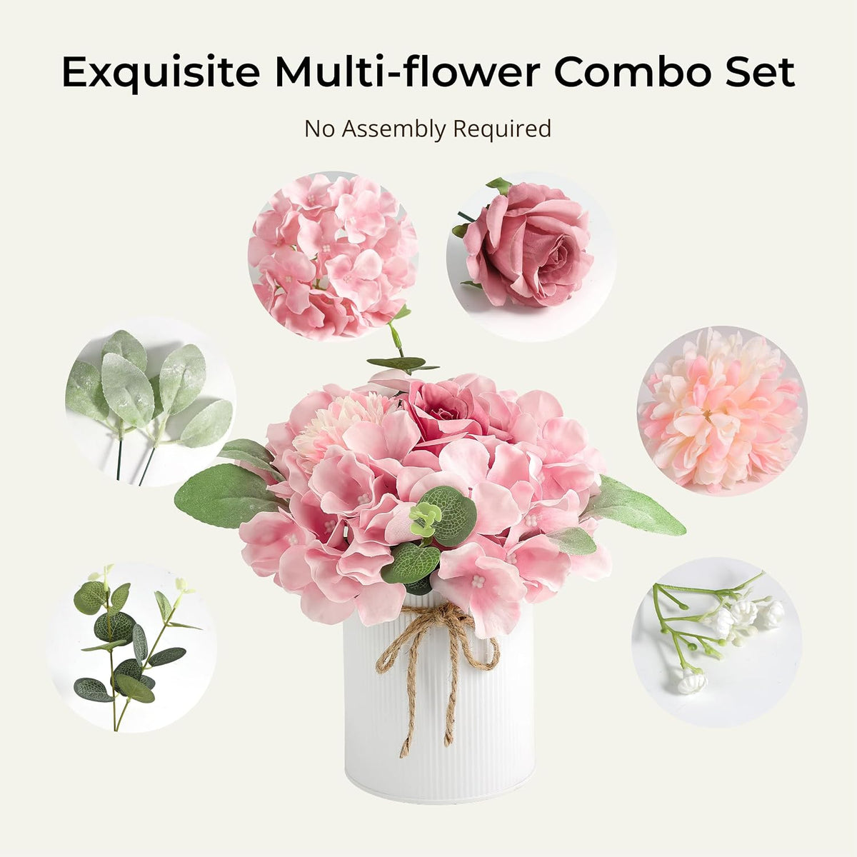 10PCS Flower Centerpieces for Tables, Blue Hydrangeas and Roses