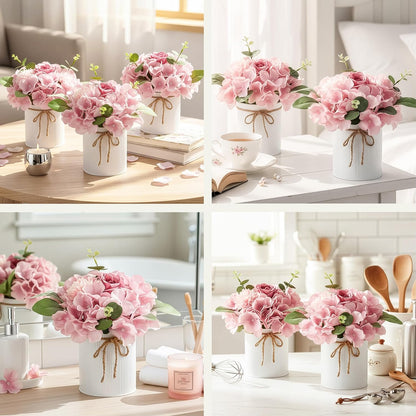 10PCS Flower Centerpieces for Tables, Blue Hydrangeas and Roses