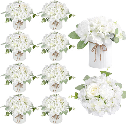 10PCS Flower Centerpieces for Tables, Blue Hydrangeas and Roses