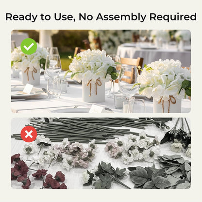 10PCS Flower Centerpieces for Tables, Blue Hydrangeas and Roses