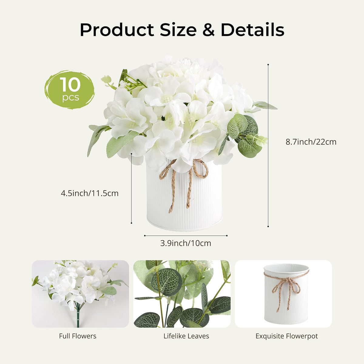 10PCS Flower Centerpieces for Tables, Blue Hydrangeas and Roses