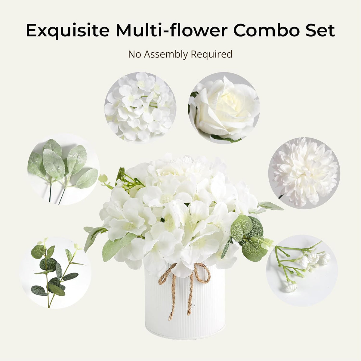 10PCS Flower Centerpieces for Tables, Blue Hydrangeas and Roses