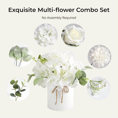 10PCS Flower Centerpieces for Tables, Blue Hydrangeas and Roses