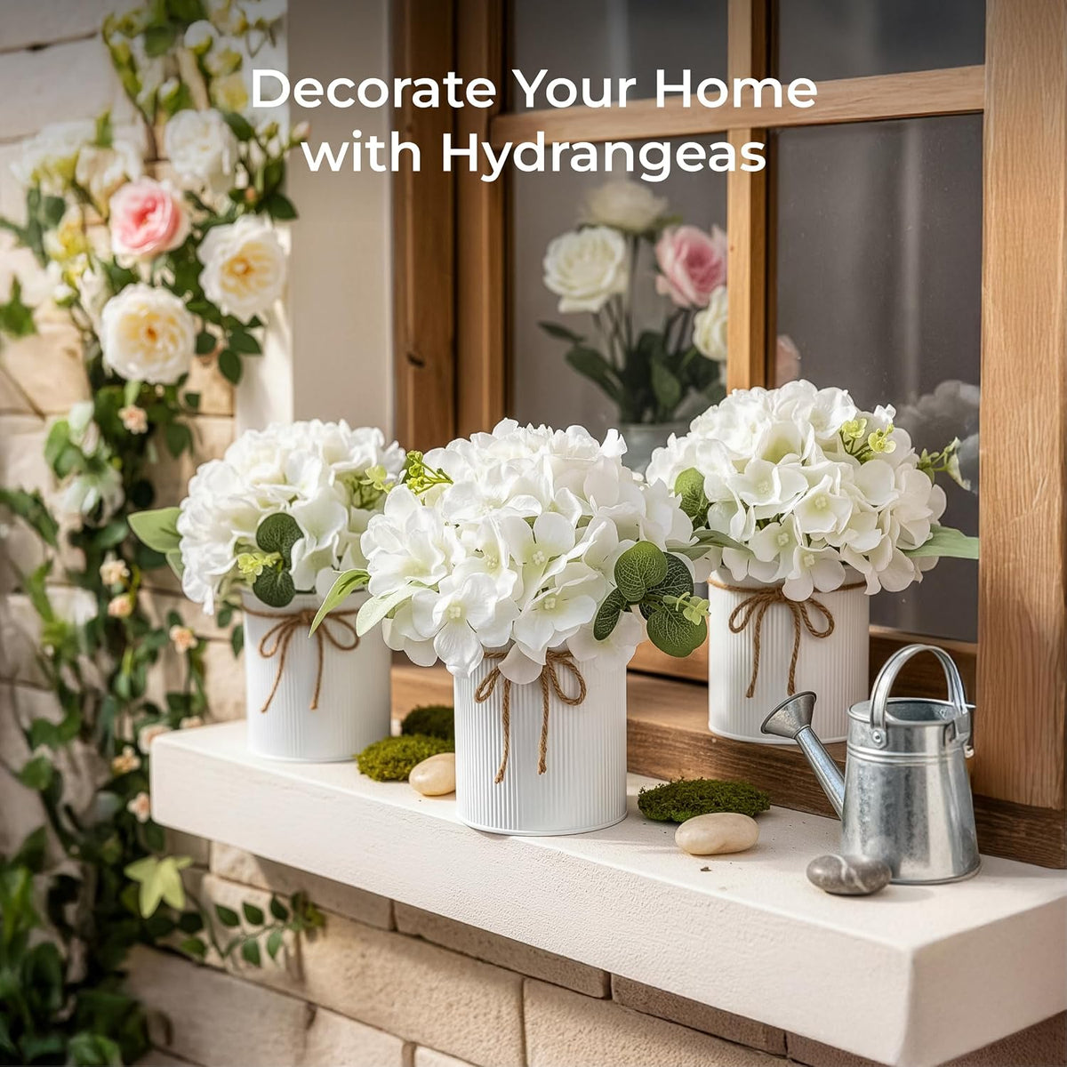 10PCS Flower Centerpieces for Tables, Blue Hydrangeas and Roses
